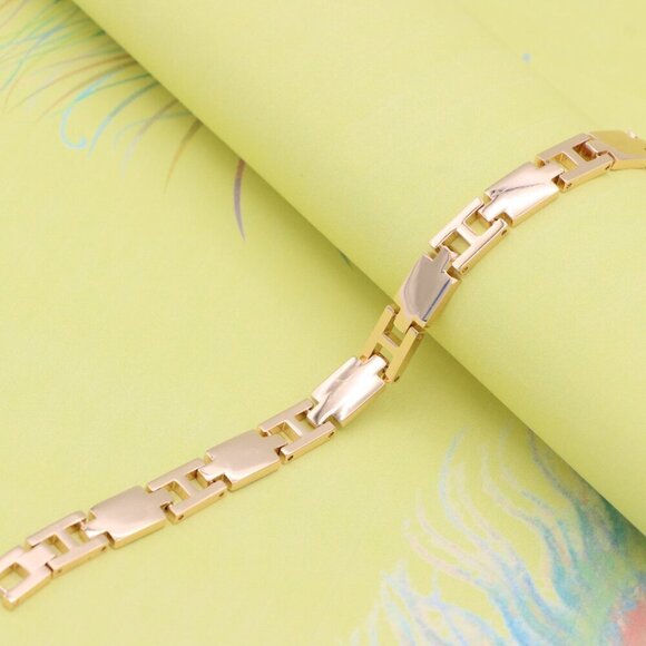 "Rose Gold Polished Link Bracelet in Glossy Finish, XPBL0887 - Picture 5 of 12